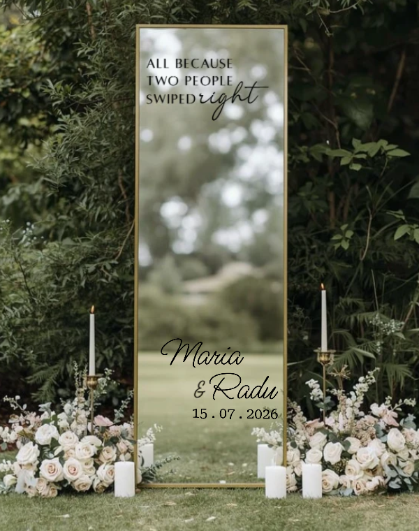 Sticker personalizat pentru oglinda de nunta-ICarts