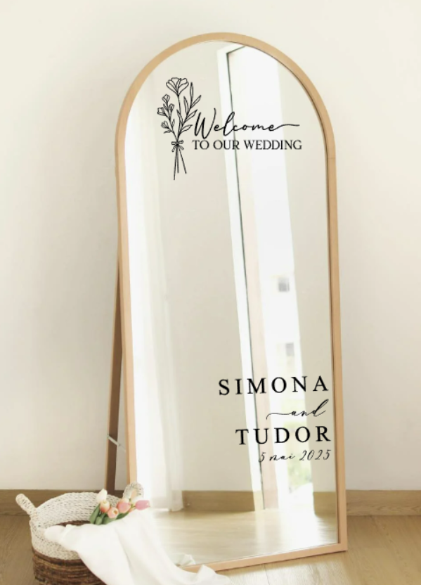 Sticker oglinda bun venit 3 (Floral)