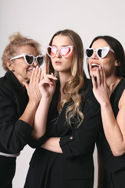 Ochelari inima cu perle-Roz