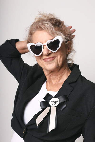 Ochelari inima cu perle-Alb