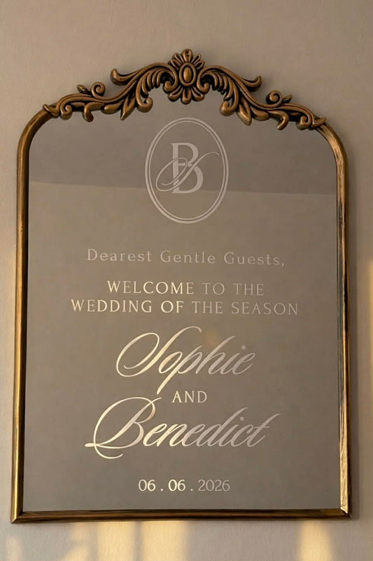 Stickere pentru oglinda de bun venit perfecte pentru nunti si alte tipuri de evenimente. Se personalizeaza cu nume, culori, elemente grafice. 