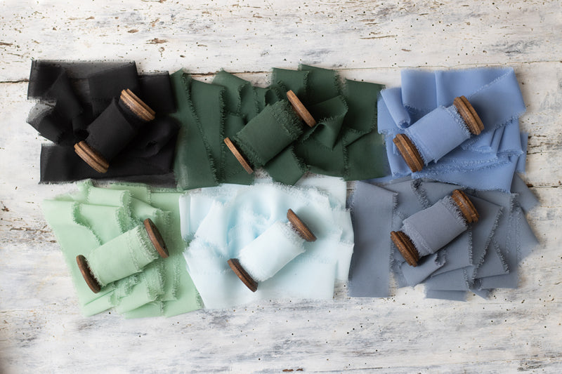 Panglica de matase (Chiffon) , Sage, 40mm/10m